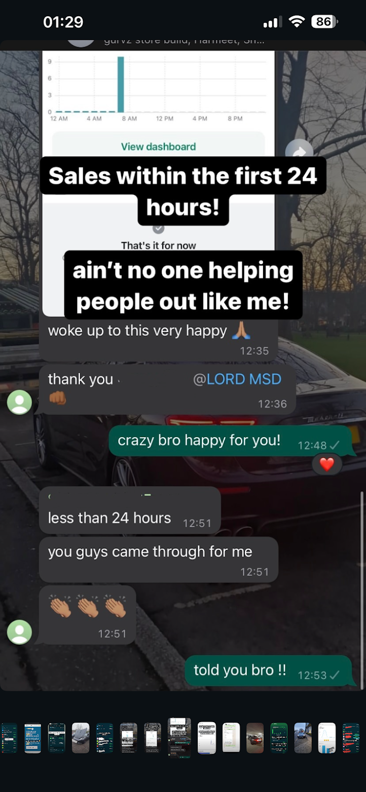 Student conversation celebrating sales within the first 24 hours